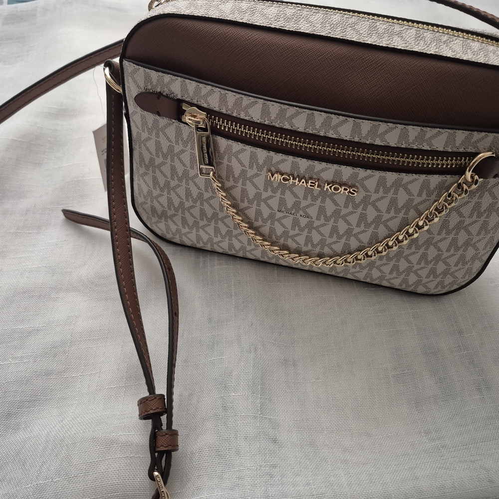 Michael Kors Tan and Brown Crossbody Bag